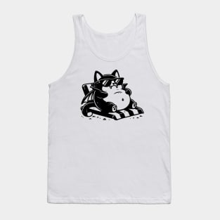 Cute Vampire Cat Sunbathing Tank Top